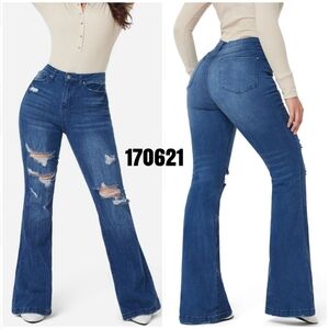 New Distressed Flare Jeans